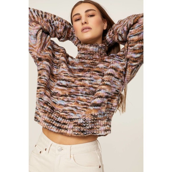 A.L.C. Handmade Soft Merino Wool Marled Puff Sleeve Knitted Harper Sweater - Picture 3 of 6